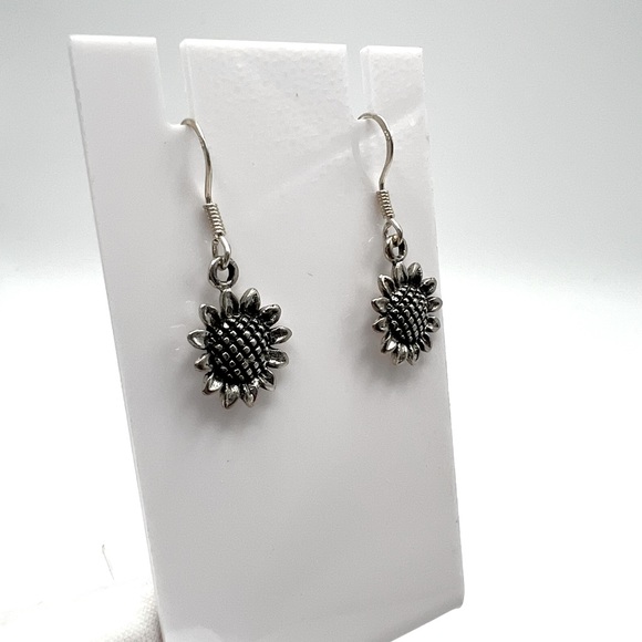 .925 Sterling Silver Sunflower Earrings - Picture 3 of 14